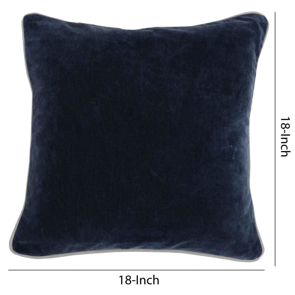 18 X 18 Fabric Throw Pillow with Piped Edges Navy Blue By Casagear Home BM228816