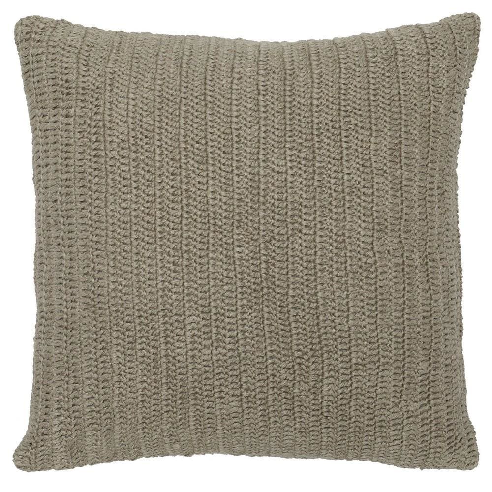 22 x 22" Throw Pillow with Hand Knit Details, Brown By Casagear Home