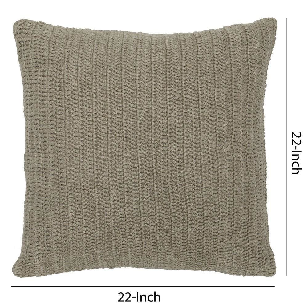 22 x 22 Throw Pillow with Hand Knit Details Brown By Casagear Home BM228830