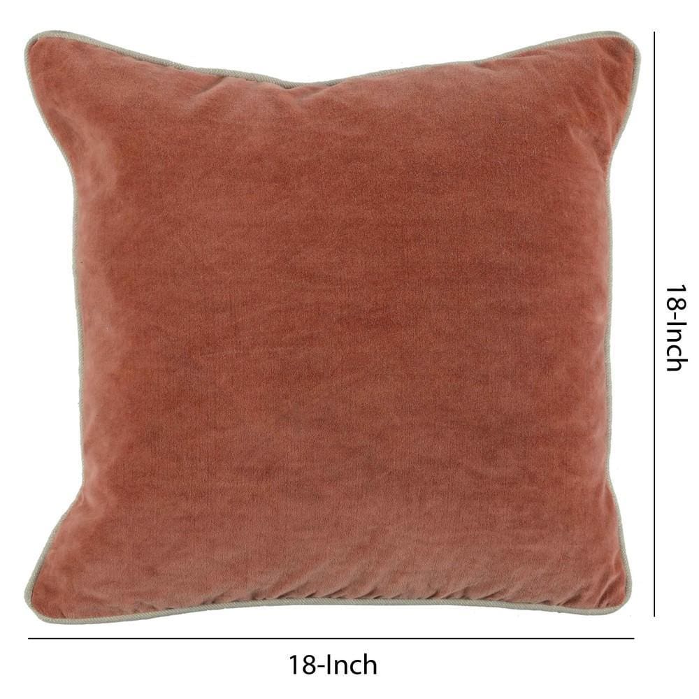 18 x 18 Fabric Throw Pillow with Piped Edges Pink By Casagear Home BM228838