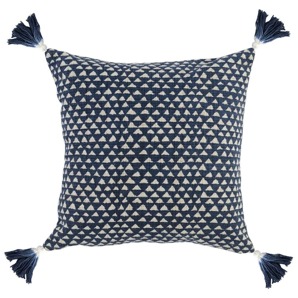 Throw Pillow | Square | Geometric Pattern | Blue & White