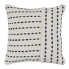 Fabric Throw Pillow with Embellished Handwoven Pattern, Beige and Blue By Casagear Home