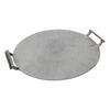 18 Inches Round Metal Frame Tray with Handles, Silver By Casagear Home
