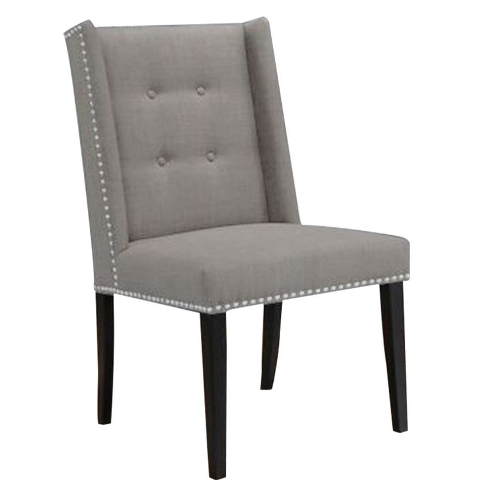39.5" Button Tufted Wingback Fabric Dining Chair, Gray By Casagear Home