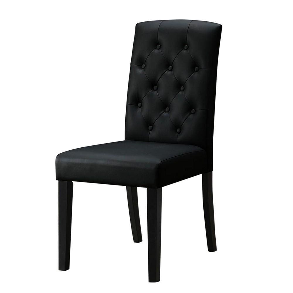 39" Button Tufted Faux Leather Dining Chair,Set of 2,Black By Casagear Home