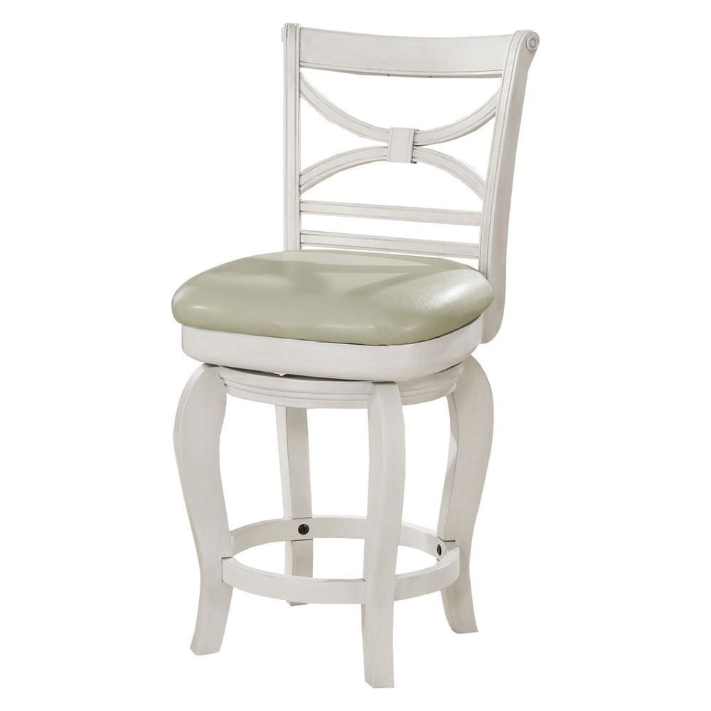 42" Wooden Swivel Counter Height Stool, White and Beige by Casagear Home