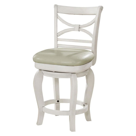 42" Wooden Swivel Counter Height Stool, White and Beige by Casagear Home