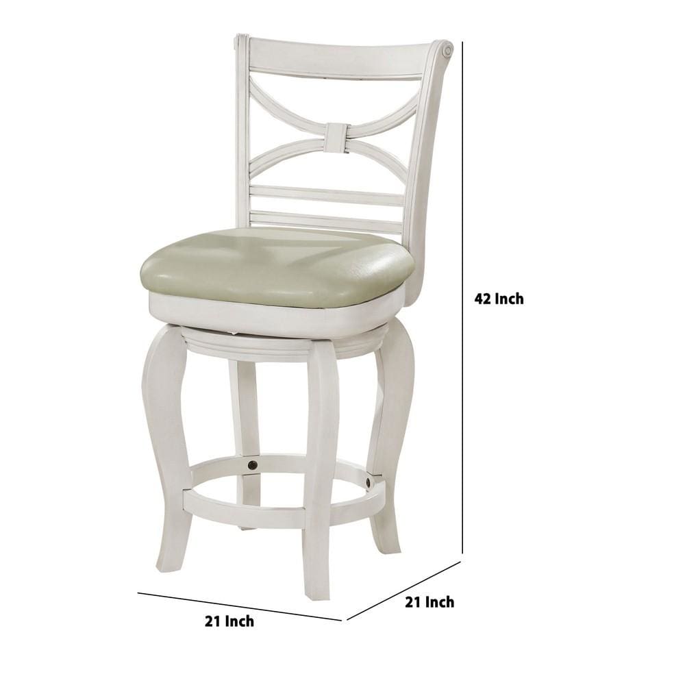 42 Wooden Swivel Counter Height Stool White and Beige by Casagear Home BM229244