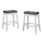 29" Wooden Bar Height Stool, Set of 2, White and Gray by Casagear Home