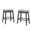 29" Wooden and Fabric Bar Height Stool, Set of 2, Gray by Casagear Home