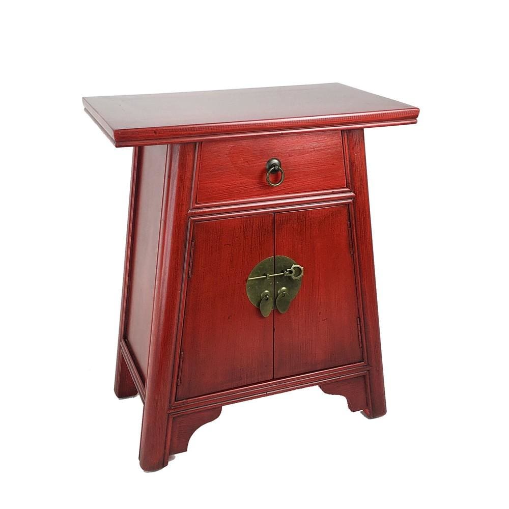 Wooden Cabinet with Two Doors and One Drawer, Red By Casagear Home