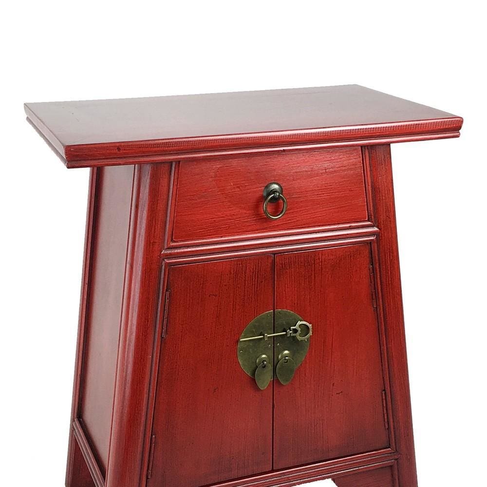 Wooden Cabinet with Two Doors and One Drawer Red By Casagear Home BM229401