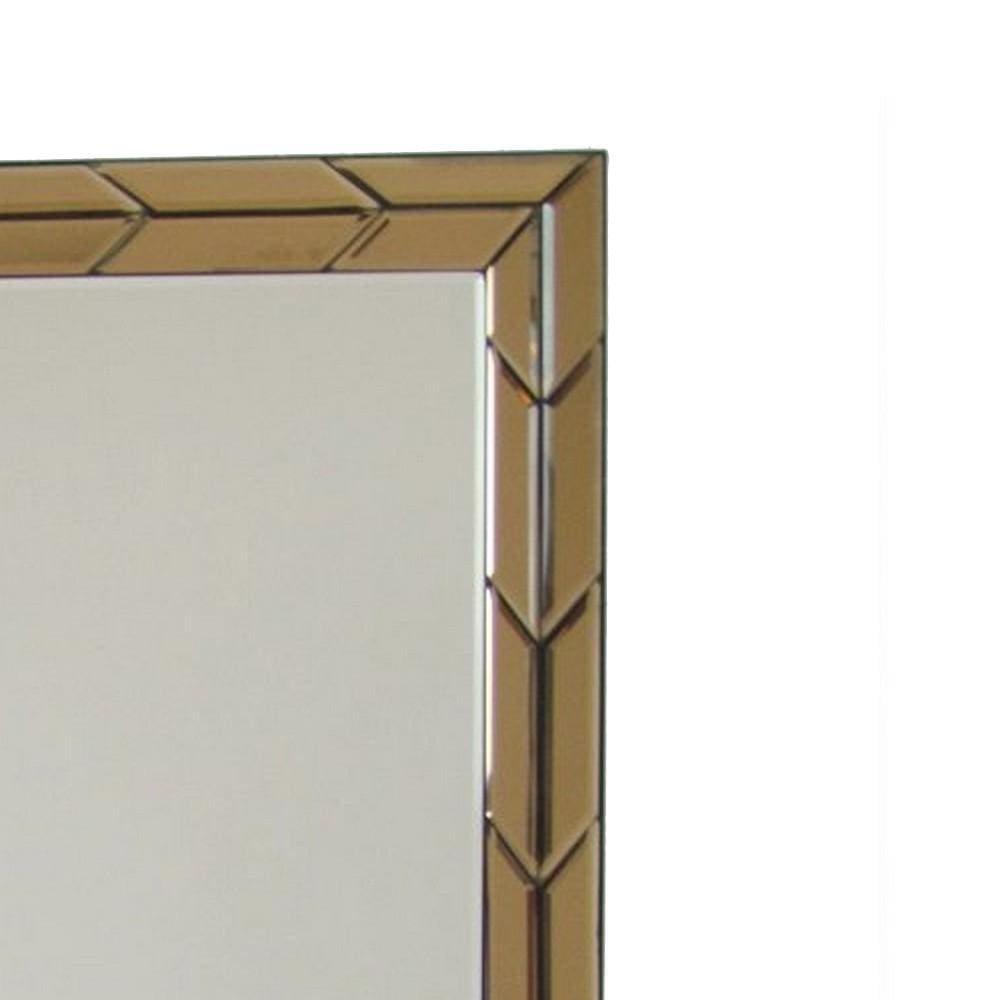 Rectangular Wood Frame Beveled Mirror Brown and Silver By Casagear Home BM229406