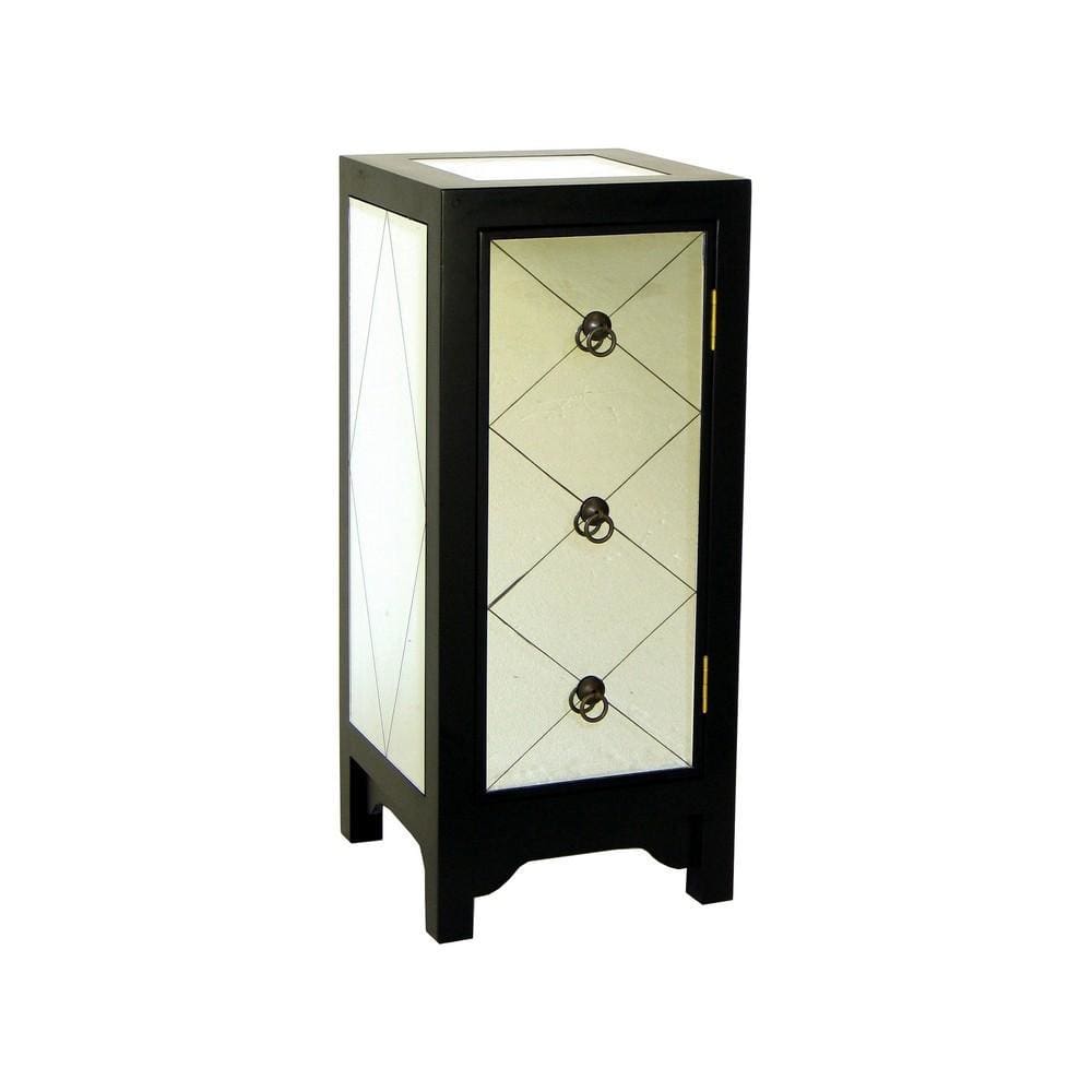 Milo Storage Chest | 34" | Wood & Mirror | 1 Door | Black