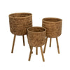 14.75" Bamboo Planters with Tripod Legs, Set of 3, Brown By Casagear Home