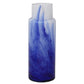 13" Abstract Pattern Cylindrical Glass Vase,White and Blue by Casagear Home