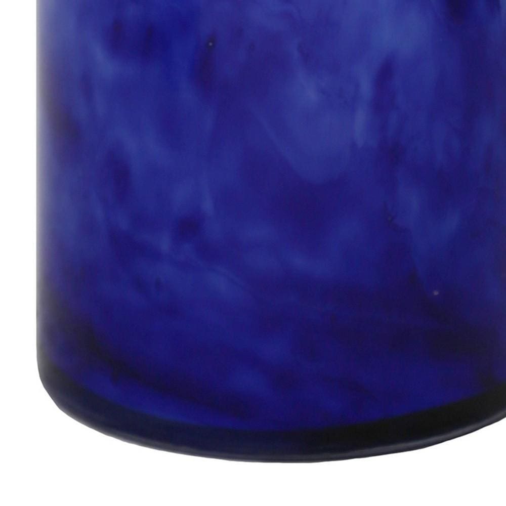 13 Abstract Pattern Cylindrical Glass Vase,White and Blue by Casagear Home BM229503