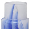 13 Abstract Pattern Cylindrical Glass Vase,White and Blue by Casagear Home BM229503