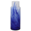 13" Abstract Pattern Cylindrical Glass Vase,White and Blue by Casagear Home