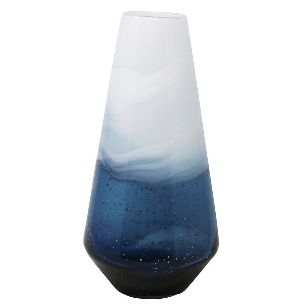 Ivy Vase | Conical Glass | Swirl Pattern | Blue & White