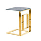 22" Metal Box Frame Glass Top Side Table, Gold By Casagear Home