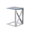 22" Metal X Frame Glass Top Side Table, Silver By Casagear Home