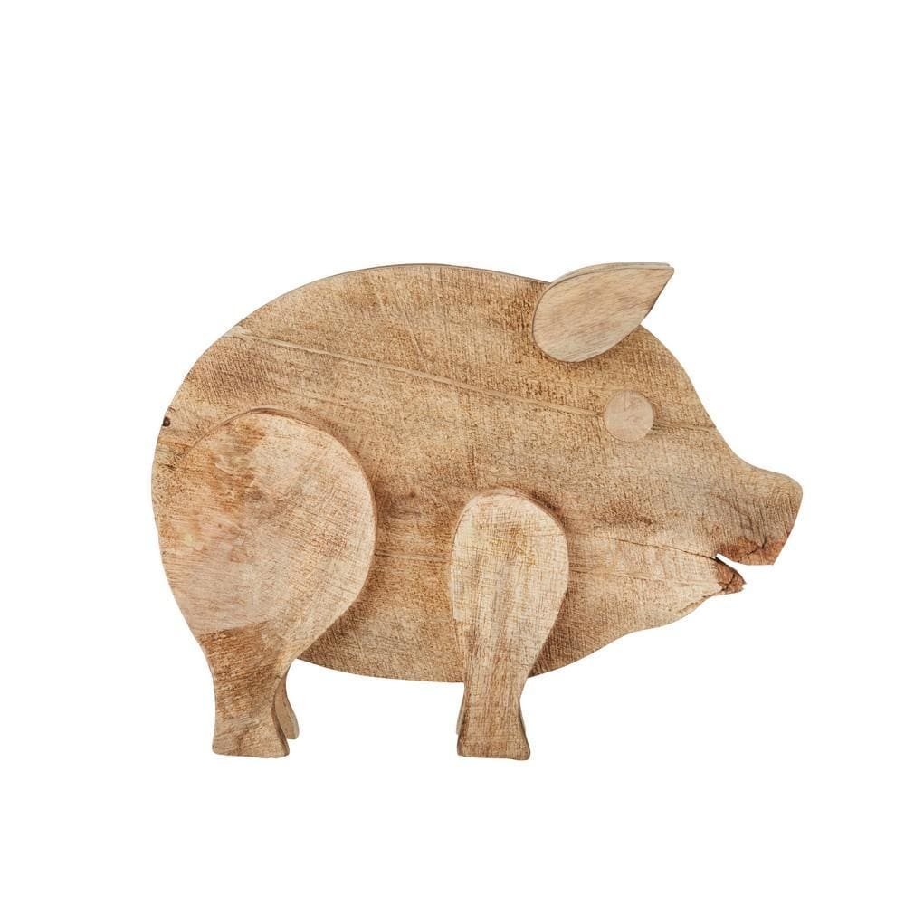 18" Wooden Pig Accent Decor, Brown By Casagear Home