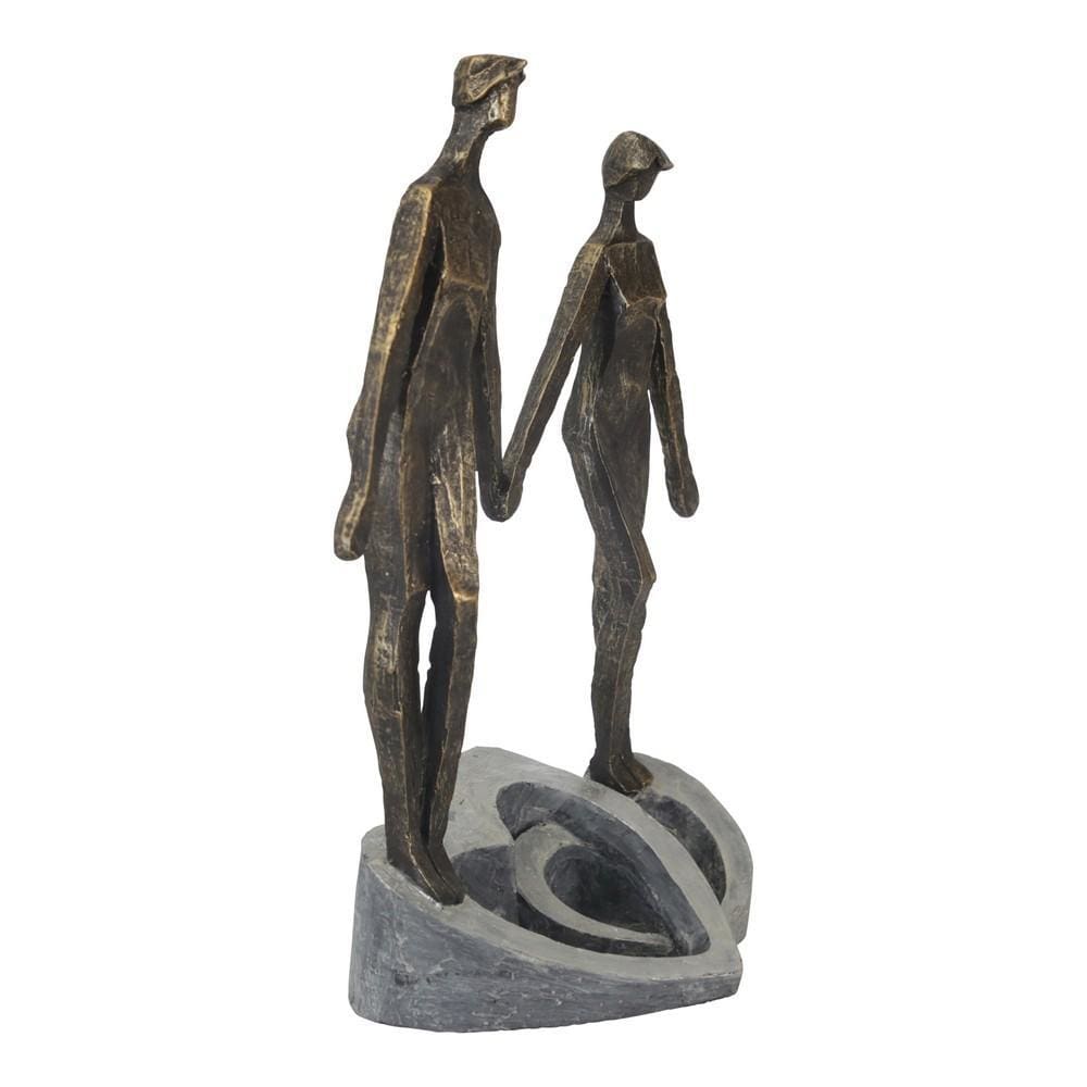 13 Polyresin Couple Holding H& Figurine Bronze By Casagear Home BM229551