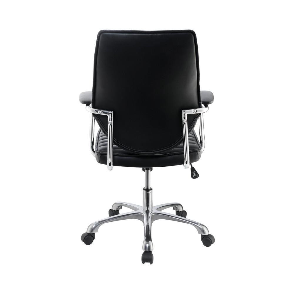 Padded Arm Leatherette Office Swivel Chair Black and Chrome By Casagear Home BM229662