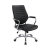 Padded Arm Leatherette Office Swivel Chair, Black and Chrome By Casagear Home