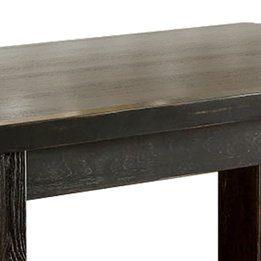 Rustic Plank Wooden Bar Table with Block Legs Antique Black By Casagear Home BM230029