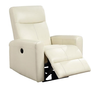 Leatherette Power Recliner with Tufted Back, Beige By Casagear Home