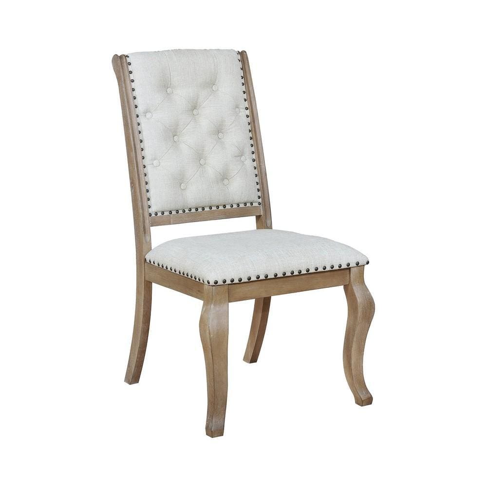 19.25" Tufted Fabric Side Chair, Set of 2,Brown and Cream By Casagear Home
