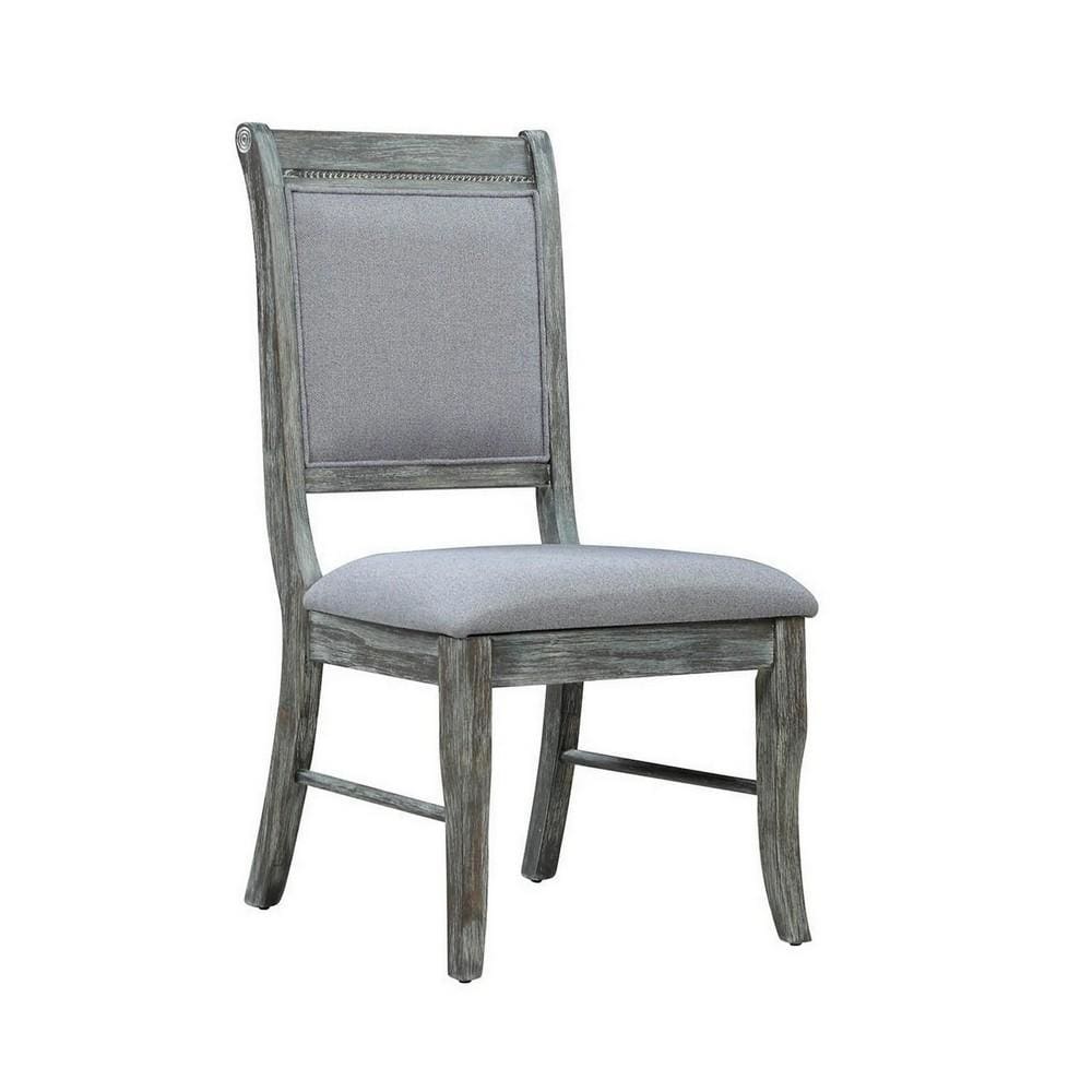 40" Wooden Side Chair with Cushion Seat, Set of 2, Gray By Casagear Home