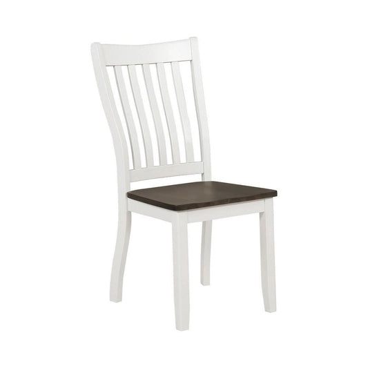 Luna Dining Chair Set | Slatted Back | Farmhouse Wood | White & Brown