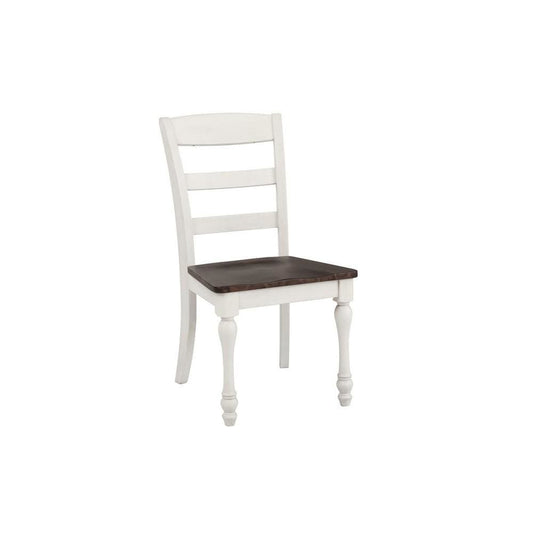 38" Wooden Ladder Back Side Chair,Set of 2,White and Brown By Casagear Home
