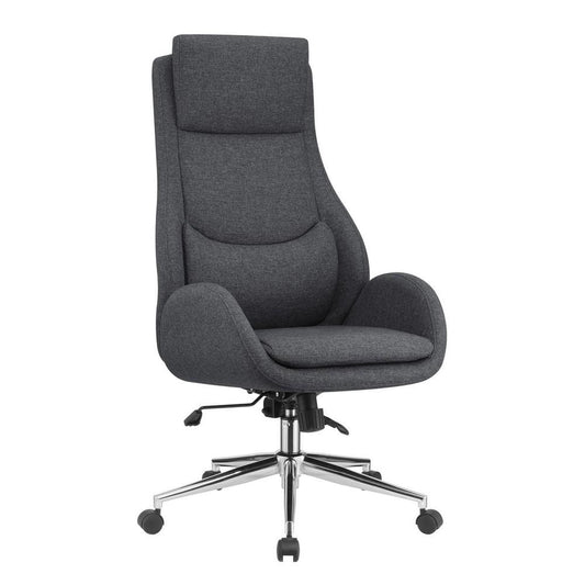 Cushioned Back Fabric Office Chair with Star Base, Gray By Casagear Home