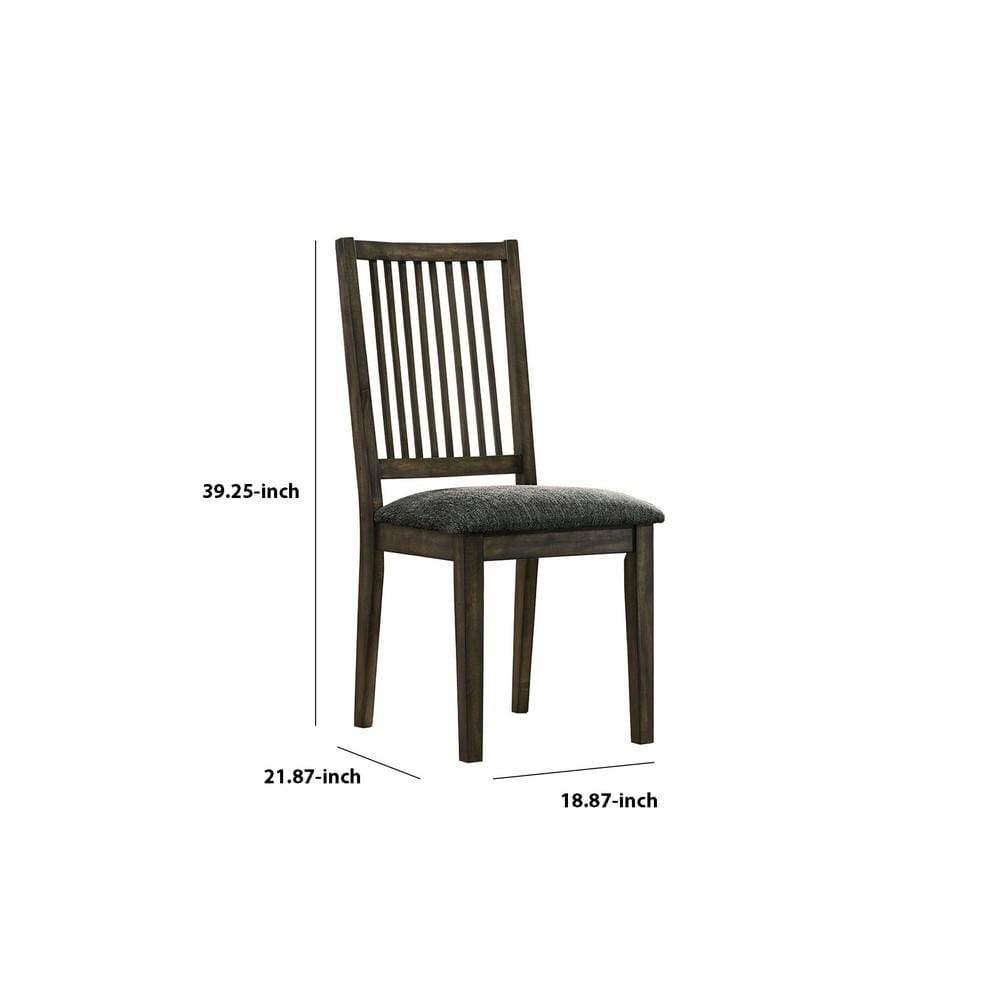 39.25’’ Curved Slatted Back Side Chair Set of 2 Brown By Casagear Home BM230612