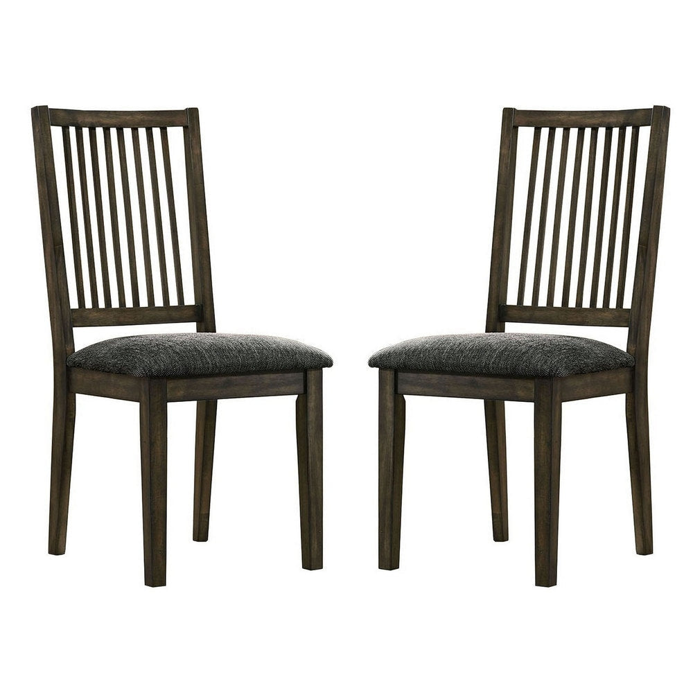 39.25'' Curved Slatted Back Side Chair, Set of 2, Brown By Casagear Home