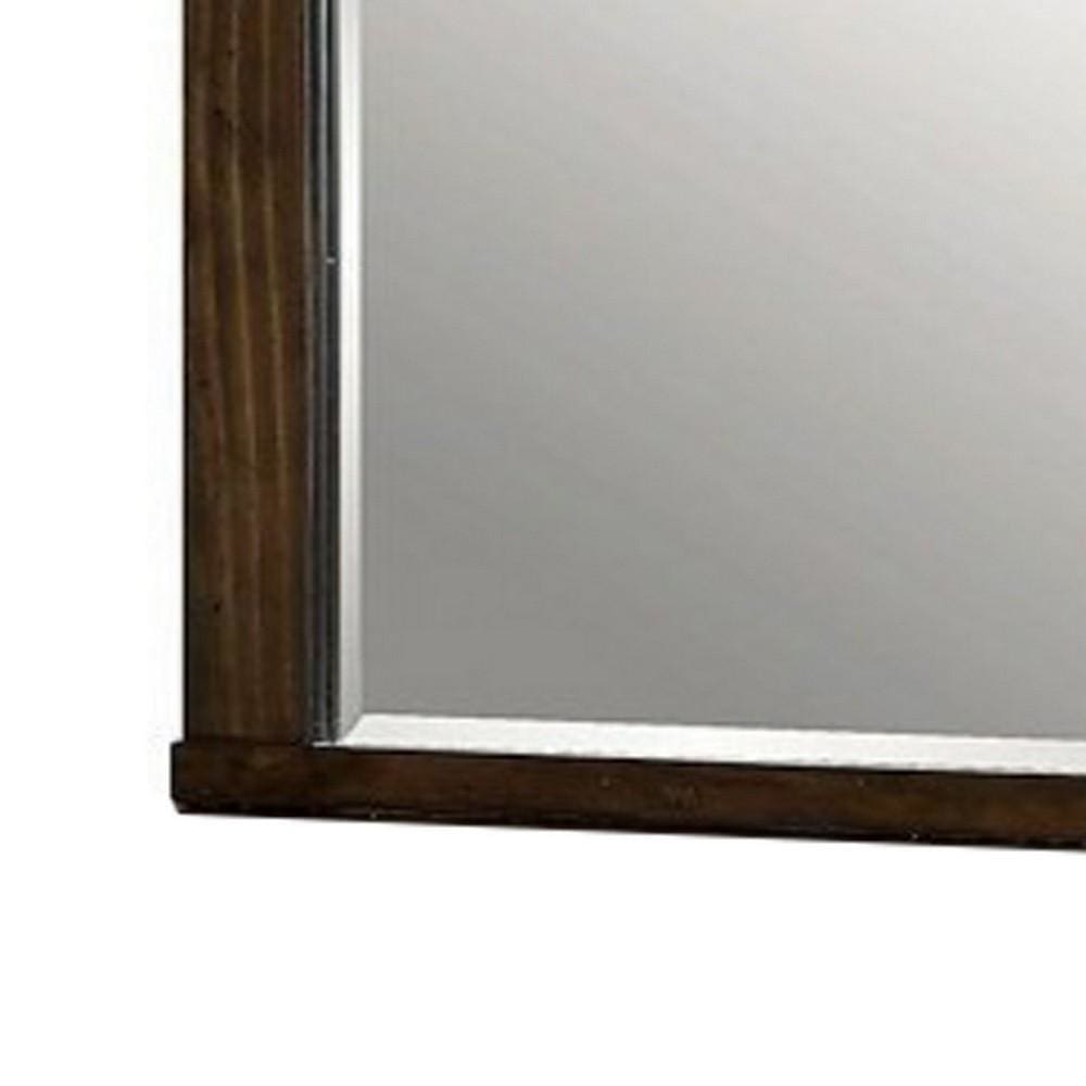 48 Wooden Mirror with Mounting Hardware Walnut Brown By Casagear Home BM230646