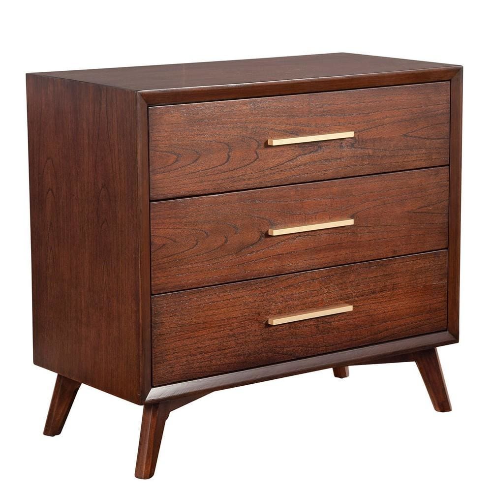 33 Inch Wooden Chest with 3 Drawers, Small, Brown by Casagear Home