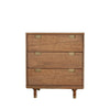 34 inch 3 Drawer Wooden Chest with Cutout Pulls Small Brown by Casagear Home BM230759