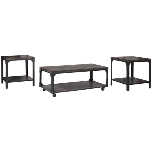 3-Piece Metal Occasional Table Set, Brown & Black By Casagear Home