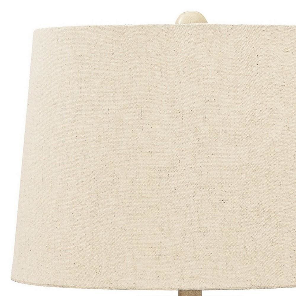 Drum Shade Table Lamp with Paper Composite Base Beige By Casagear Home BM230940