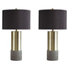 Nova Table Lamp Set | Faux Concrete & Metal Base | Brass & Gray