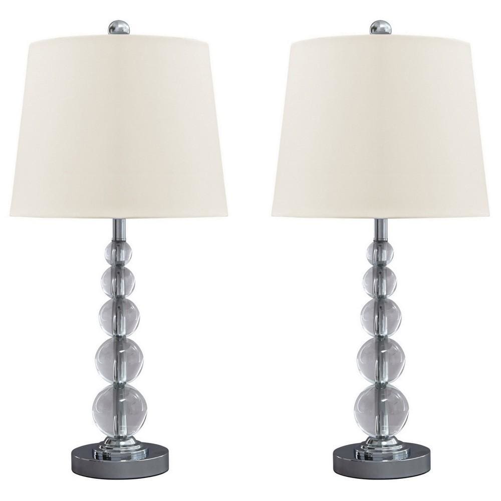 Stacked Orb Base Table Lamp, Set of 2, Off White & Chrome By Casagear Home