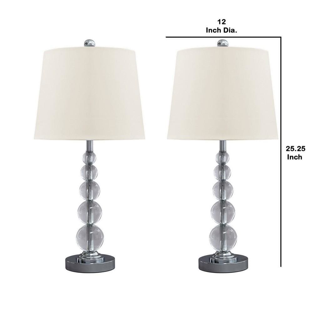 Stacked Orb Base Table Lamp Set of 2 Off White & Chrome By Casagear Home BM230947
