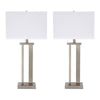 Nova Table Lamp Set | Metal Frame | Hardback Shade | White & Silver