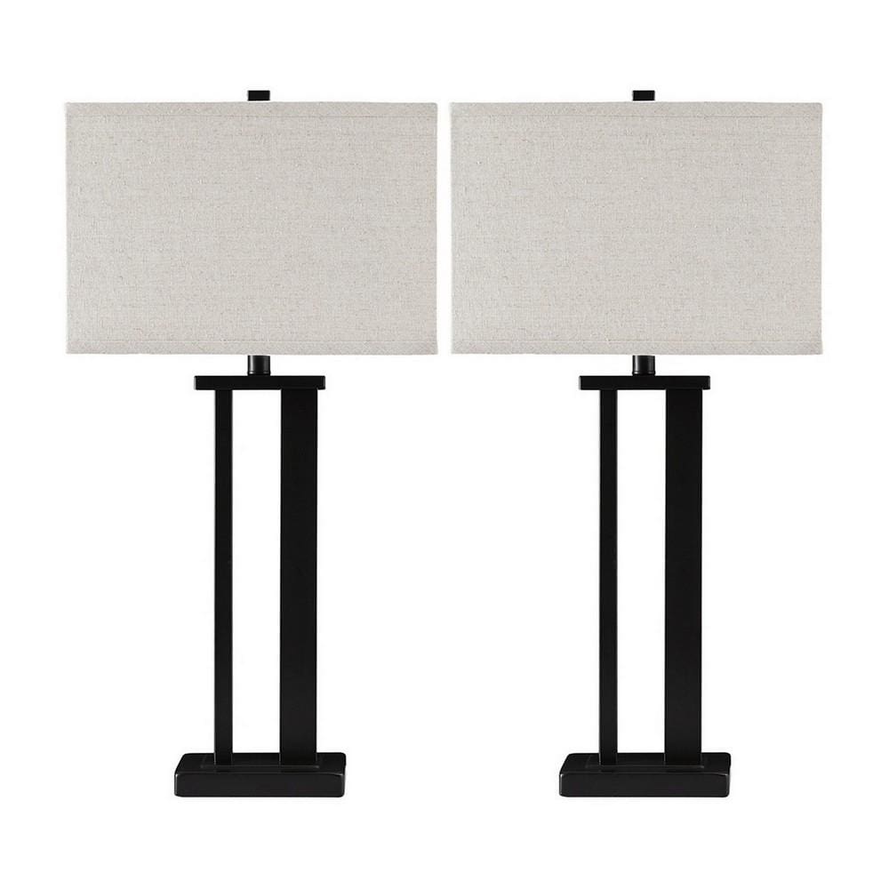 Nova Table Lamp Set | Metal Frame | Hardback Shade | Bronze & Off White