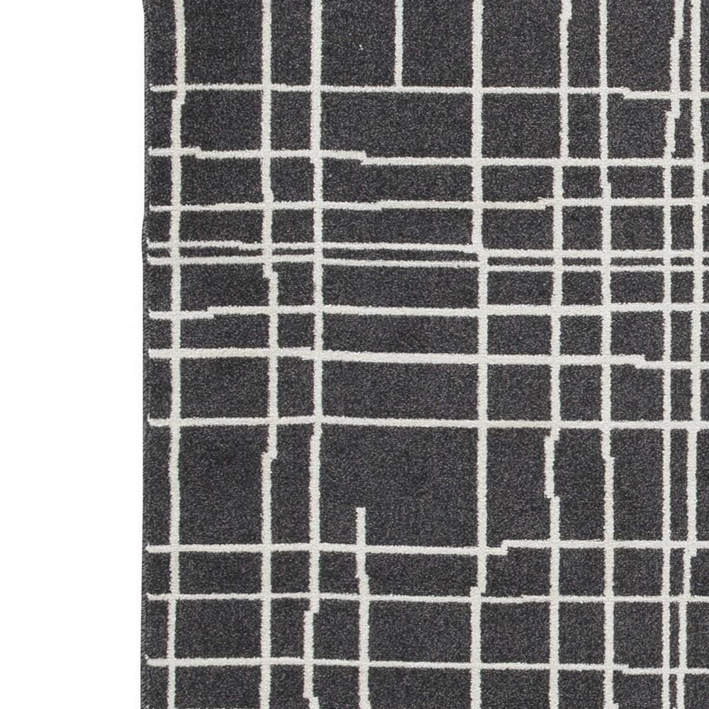 84 x 60 Polypropylene Rug with Abstract Lines White & Black By Casagear Home BM230960